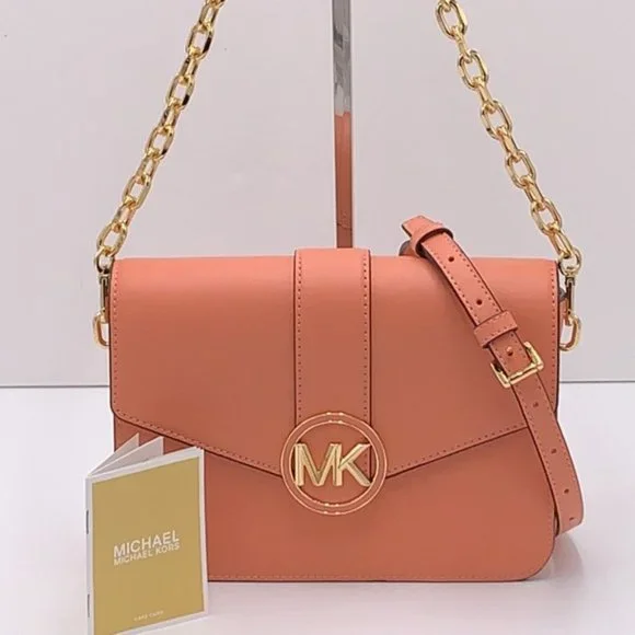 Michael Kors Carmen Medium Convertible Shoulder Bag Crossbody SHERBERT Leather - Picture 1 of 16